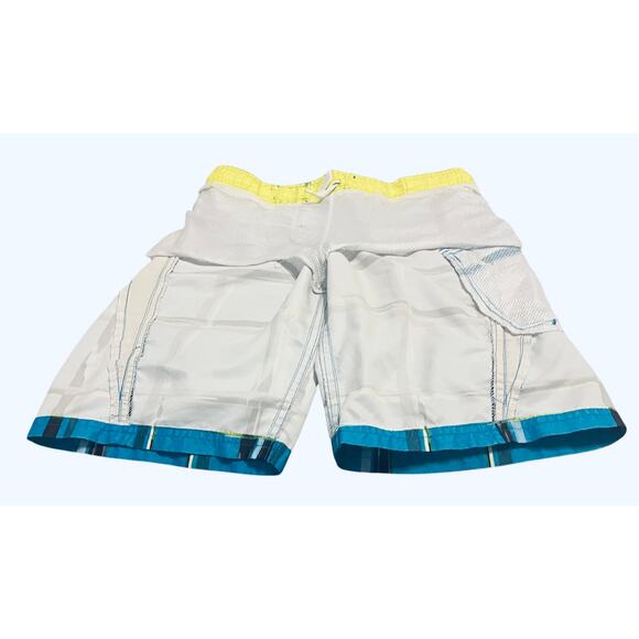 ZEROXPOSUR HI-RISE OUTER DRAWCORD SWIM TRUNKS, YOUTH, M 10/12, BLUE-YELLOW WHITE - Picture 9 of 11